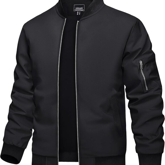 Men's Lightweight Casual Bomber Jacket - Breathable Windbreaker for Spring/Fall - Picture 1 of 7